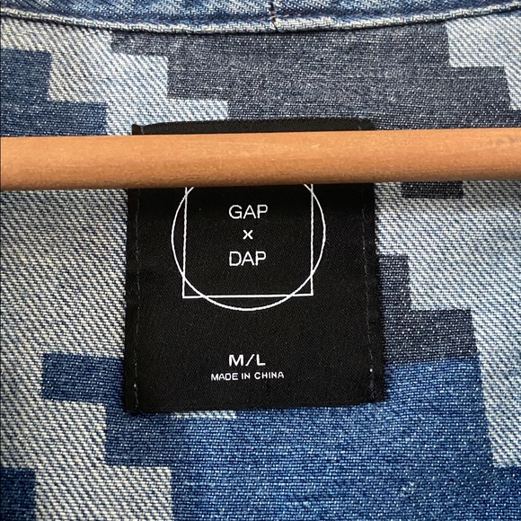 GAP × DAP Unisex Organic Cotton Denim Wrap Jacket Harlem in Light Indigo M/L - Picture 6 of 12
